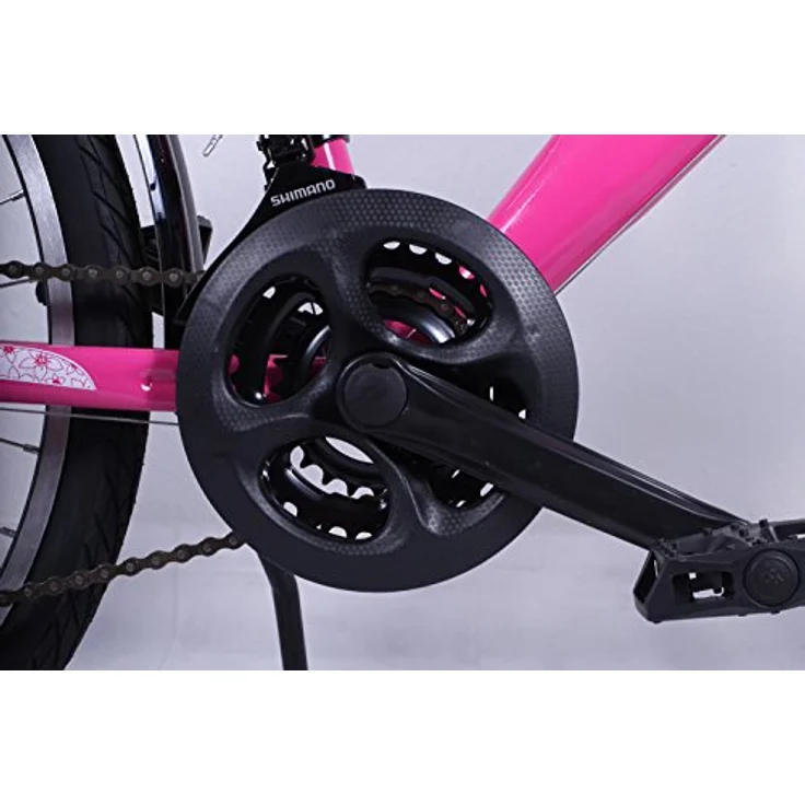 Talson 26 Zoll Mädchenfahrrad 21-Gang Shimano Schaltung mit Beleuchtung nach STVO Rosa Doppelrahmen, Cityrad - Preisvergleich – Bild 4