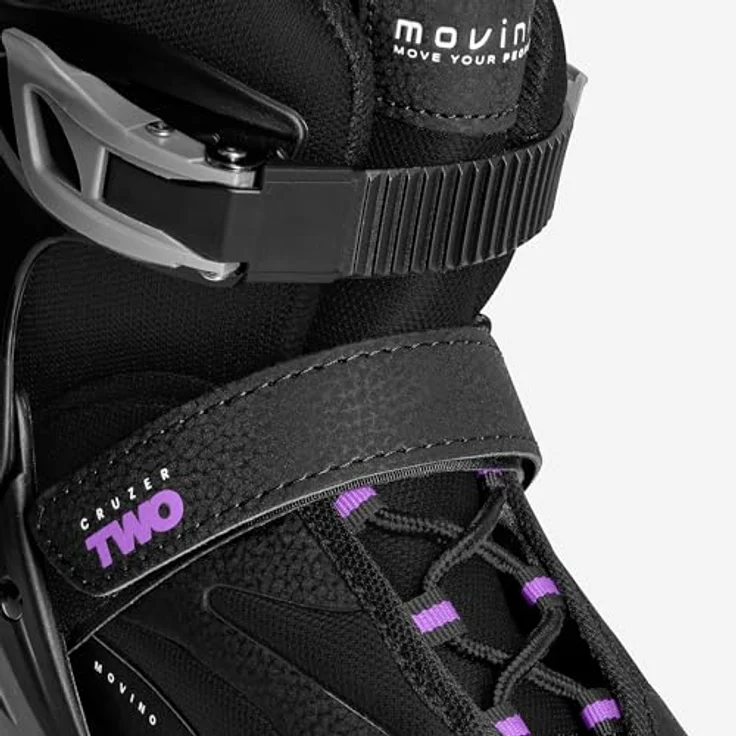 Movino Cruzer Two, Verstellbare Fitness Inline-Skates für Damen mit 4-stufiger Größenverstellung, Neochrome Aluminium-Schiene und 80-mm-Rollen – Bild 9