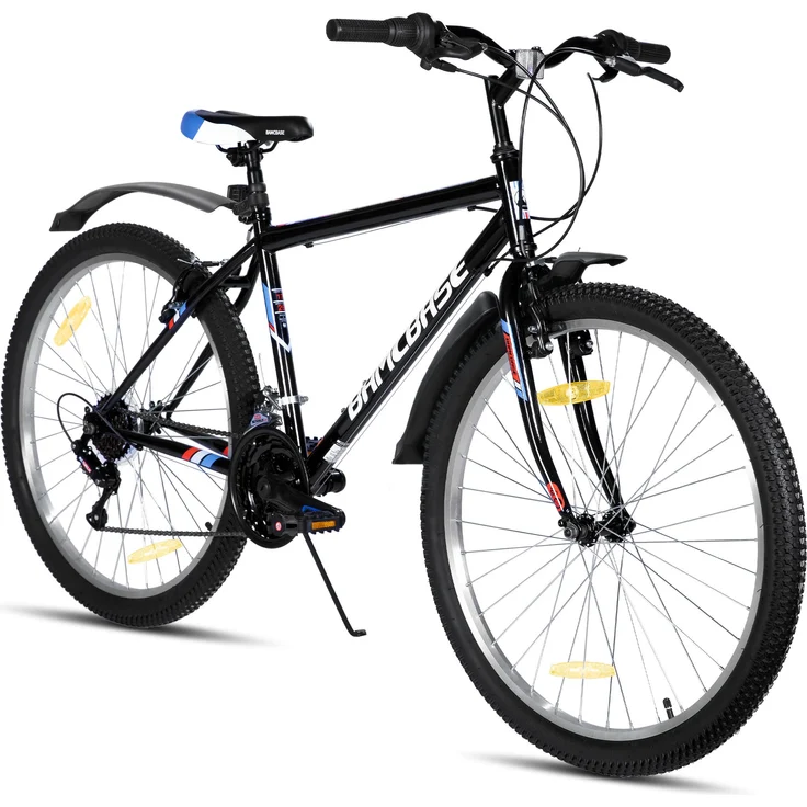 Hiland Mountainbike 26 Zoll, 18-Gang Fahrrad mit Doppel-V-Bremse, hochfestem Kohlenstoffstahlrahmen, für Jugendliche und Erwachsene