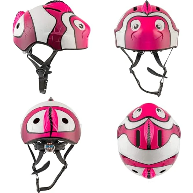 Crazy Safety Kinder Fahrradhelm 3D Tierhelm Fisch Rosa, verstellbar für 2-7 Jahre, geeignet für Fahrrad, Skateboard, Laufrad und Tretroller, mit LED-Rücklicht und 6 Belüftungsöffnungen – Bild 5
