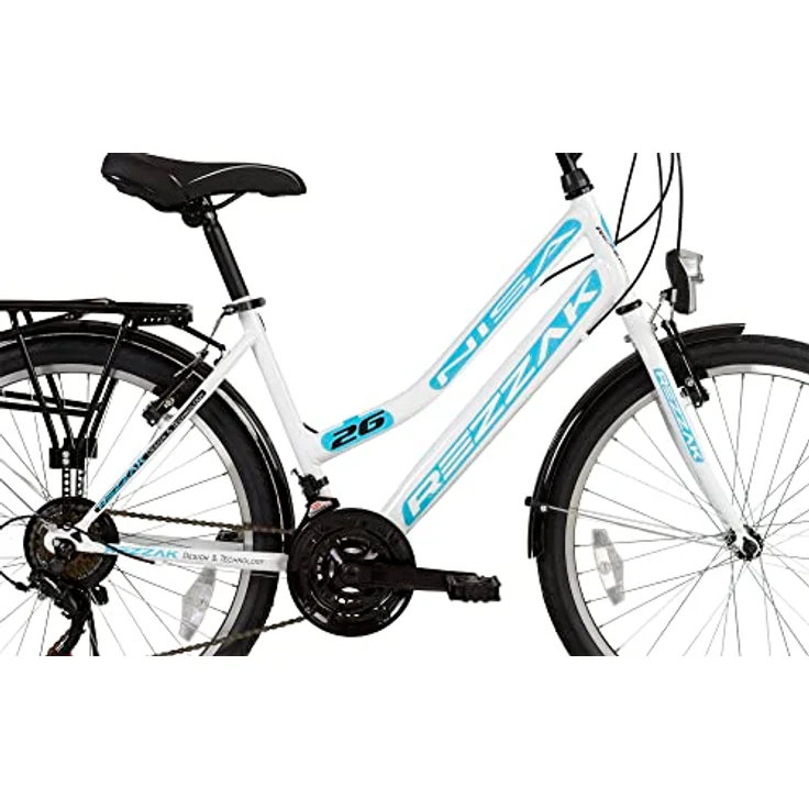 Rezzak 26 Zoll Fahrrad Damen Citybike 21 Gang Drehschaltung RH ca 47cm Weiss Türkis – Bild 2