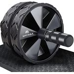 Amonax Bauchroller, bauchtrainer ab roller, bauchmuskeltrainer ab wheel set, mit Rutschfester, inkl. gut gepolsterter Kniematte/Knieauflage, für Männer und Frauen, Bauchmuskeltraining (Schwarz) - Preisvergleich