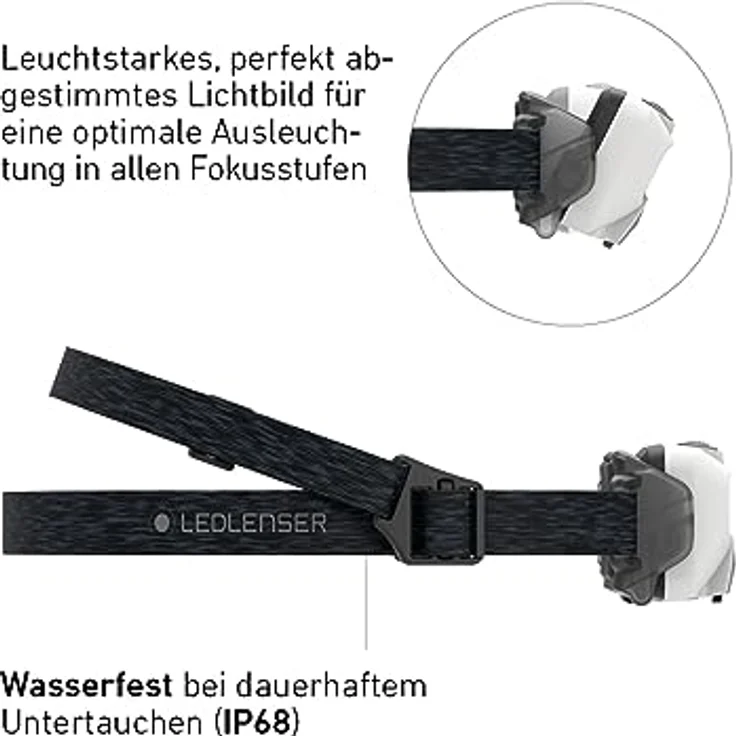 Ledlenser HF6R Core, aufladbare Arbeits-Stirnlampe mit Digitalfokus, 800 lm Lichtleistung, wasserfest, weiss – Bild 4