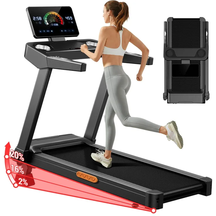 LONTEK Klappbares Laufband für Zuhause, 3,5-PS-Motor, 20% Steigung, 14 km/h, Max. Belastung 180 kg, LED-Display