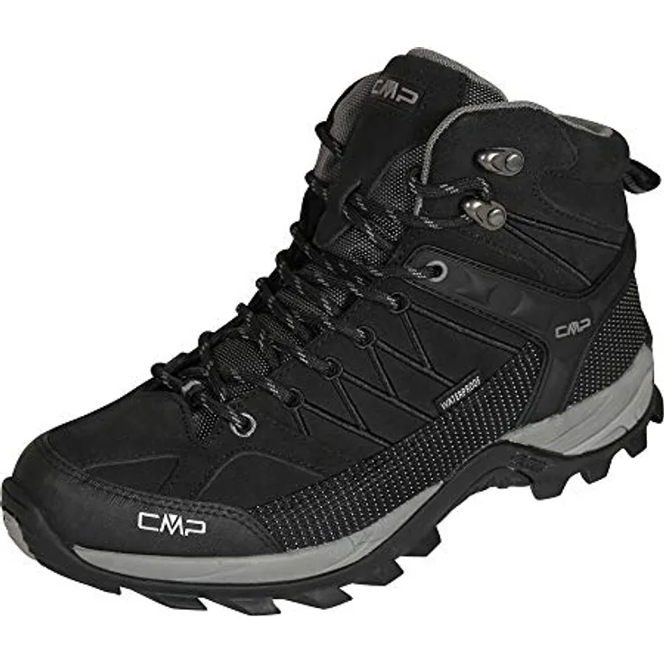 CMP Campagnolo Rigel Mid WP, Herren Wanderschuhe, wasserdichtes Veloursleder, Größe 42, Schwarz