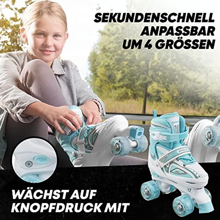 Apollo Rollschuhe LED Rollschuhe größenverstellbar Super Quads X-Pro, LED Räder, größenverstellbar 31-42, blau – Bild 2