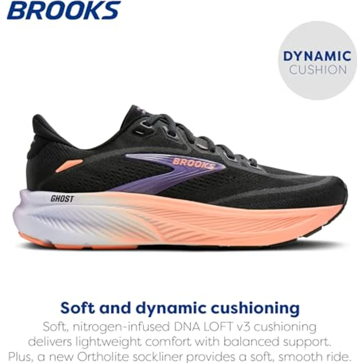 Brooks Laufschuhe 1204821B080 für Damen, Größe 37.5 EU, Black/Mulled Grape/Peach, Air Mesh und Synthetik – Bild 3