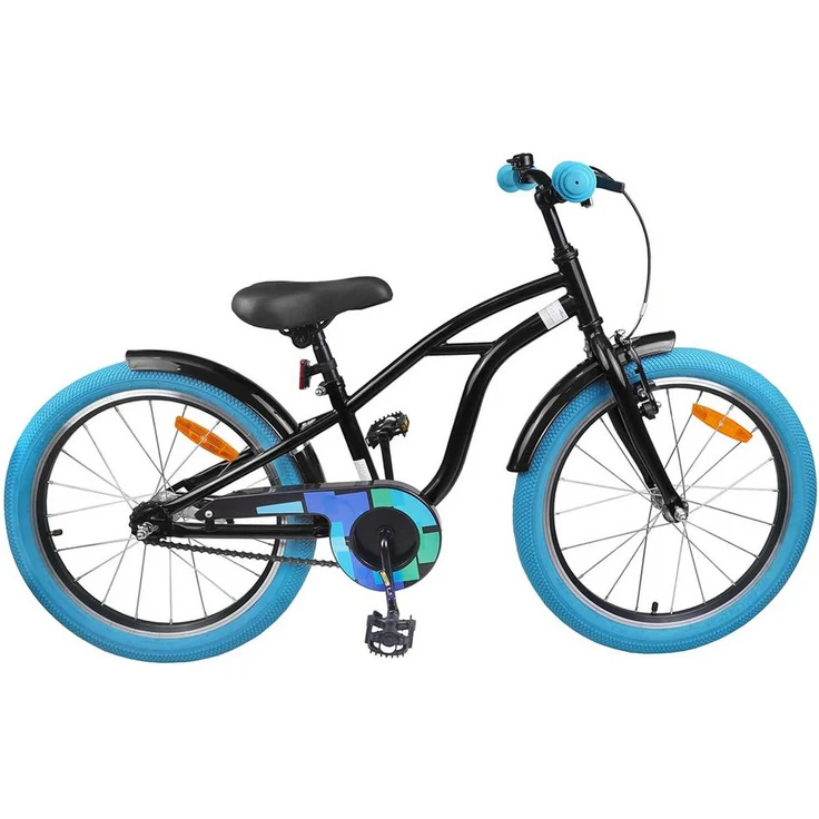 vidaXL Kinderfahrrad 18 Zoll für 5-7 Jahre, schwarz, mit Aufbauanleitung und 50 kg Tragkraft