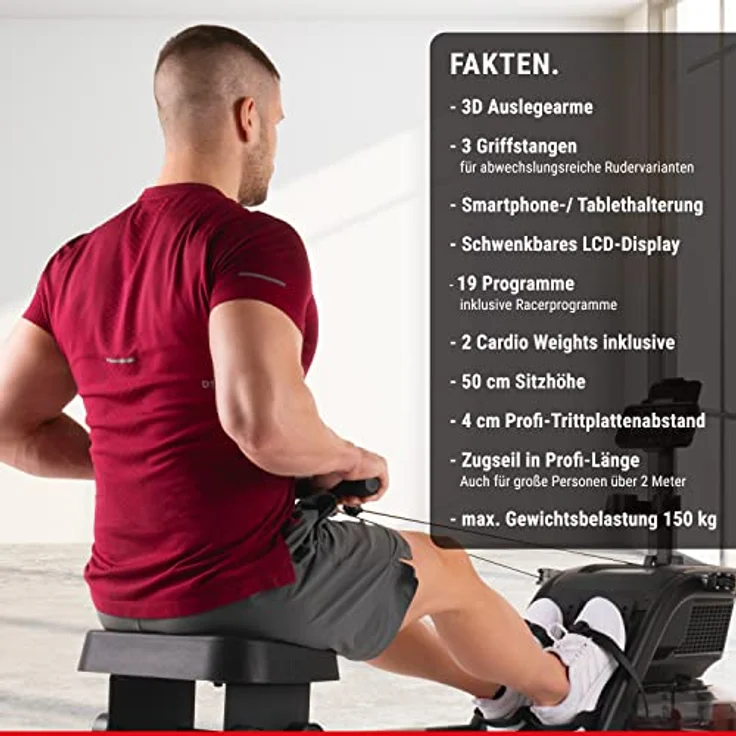 HAMMER Wasser-Rudergerät WaterEffect 3D, klappbar, 4 Rudervarianten, 19 Programme – Bild 5