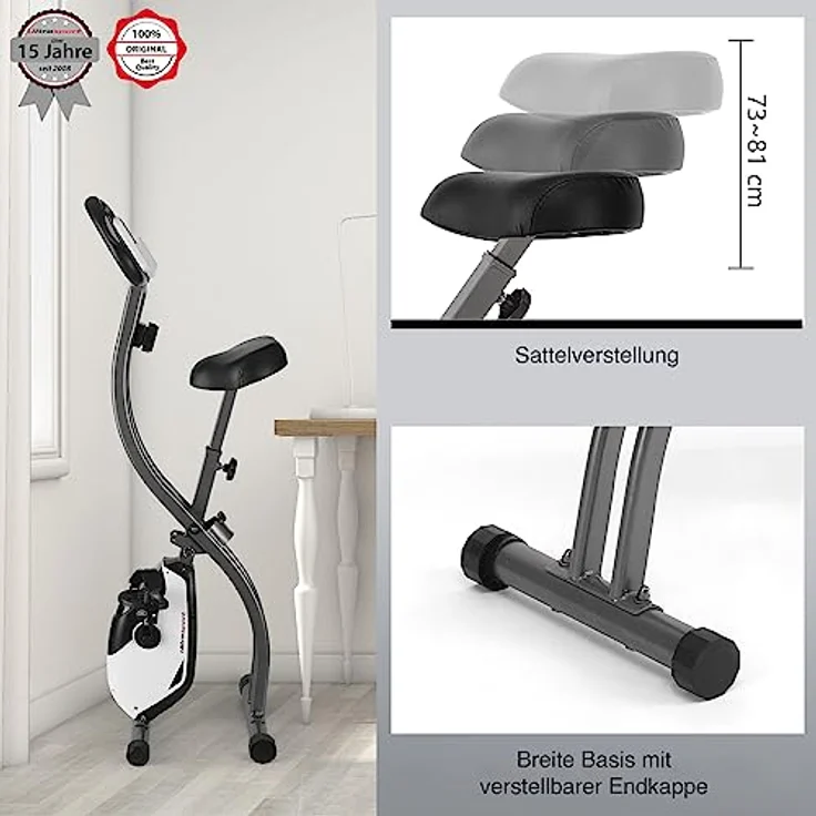 Ultrasport F-Bike 150, Fahrradtrainer, Fitnessrad, LCD-Ausbildungcomputer, faltbarer Heimtrainer, maximale Benutzergewicht 110 kg, Herzfrequenzmessun, 8 Widerstandsstuf, Silber/Schwarz – Bild 4