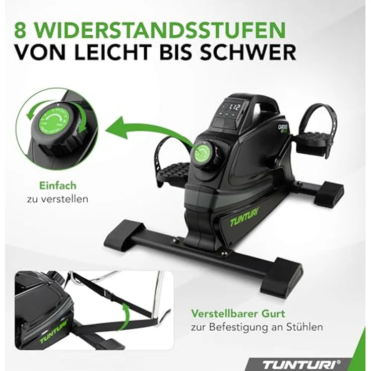 Tunturi Cardio Fit M45 Sitzfahrrad - Magnetisch gebremster Heimtrainer mit Bluetooth-Monitor und 8 Widerständen, Schwarz – Bild 5