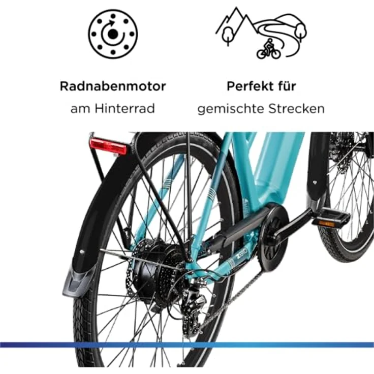 ZÜNDAPP Z810 Ebike Damen 28 Zoll Trekkingfahrrad, 8 Gänge, 165-190 cm, türkisblau, hydraulische Scheibenbremsen, 550 Wh Akku – Bild 5