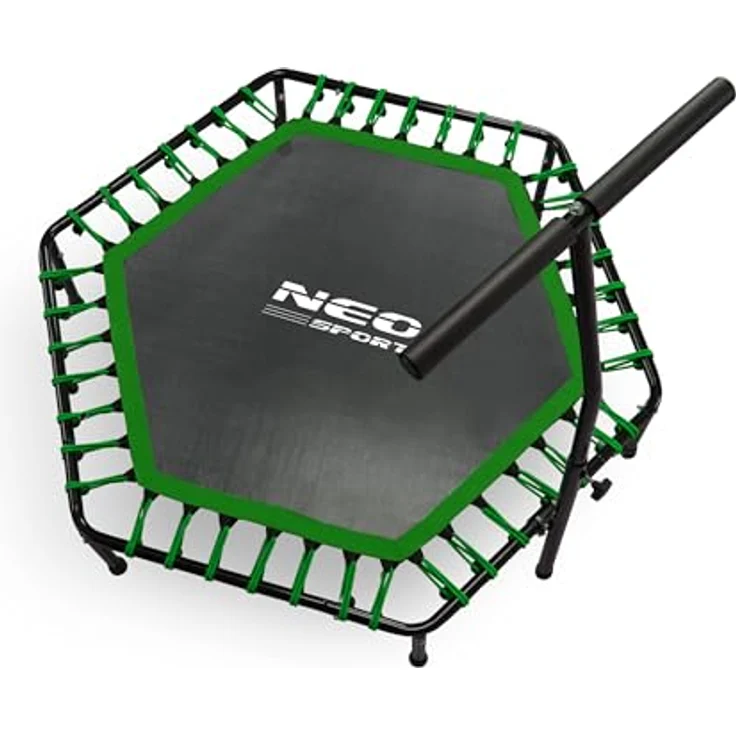 Neo-Sport Fitness Trampolin Mini Jumping Trampolin mit höhenverstellbarem Haltegriff, Durchmesser 127 cm, bis 100 kg, für Indoor und Outdoor, grün – Bild 2