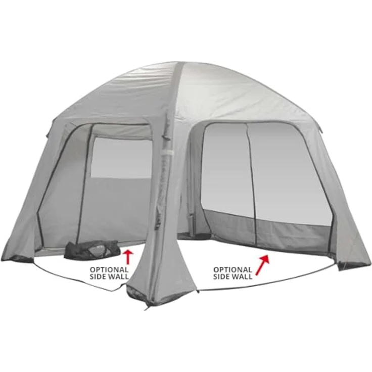 Bo-Camp Luftpavillon Seitenwand Tür & Fenster Camping Garten Pavillon Partyzelt, UV-beständig, wasserfest & feuerhemmend, 319 x 184 cm, grau – Bild 4