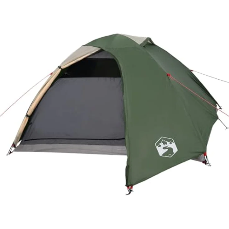 vidaXL Kuppelzelt für 4 Personen, Wasserdichtes Campingzelt mit Abnehmbarem Überzelt und Insektenschutz, Leicht Tragbar, Grün – Bild 5