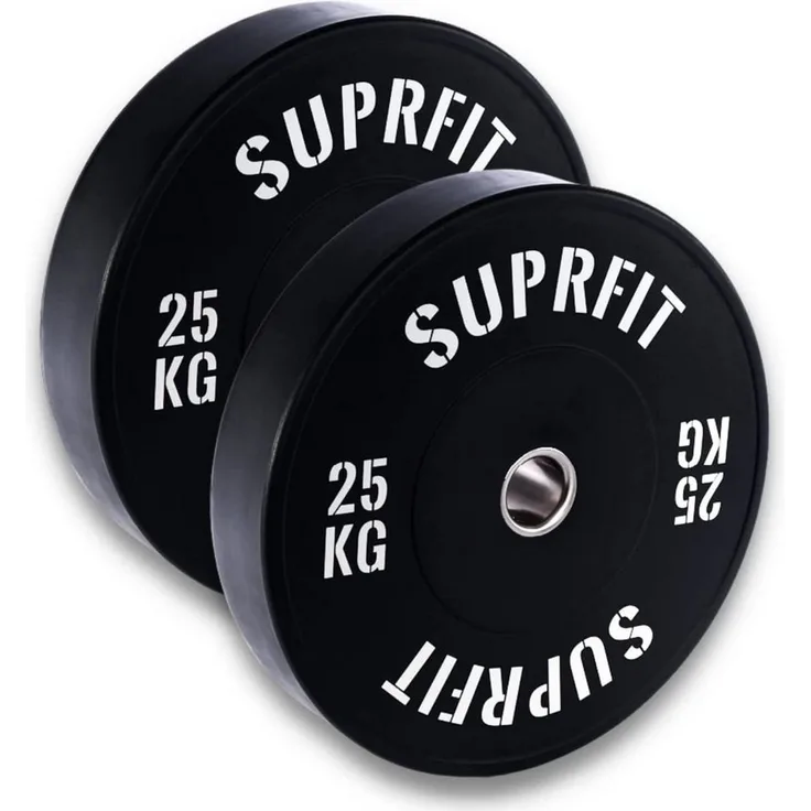 SF SUPRFIT Hantelscheiben 50 mm Gewichtsscheiben aus Vollgummigranulat, 5 kg, (2-tlg), Stoßabsorbierende Hantelscheiben 50mm, schwarz