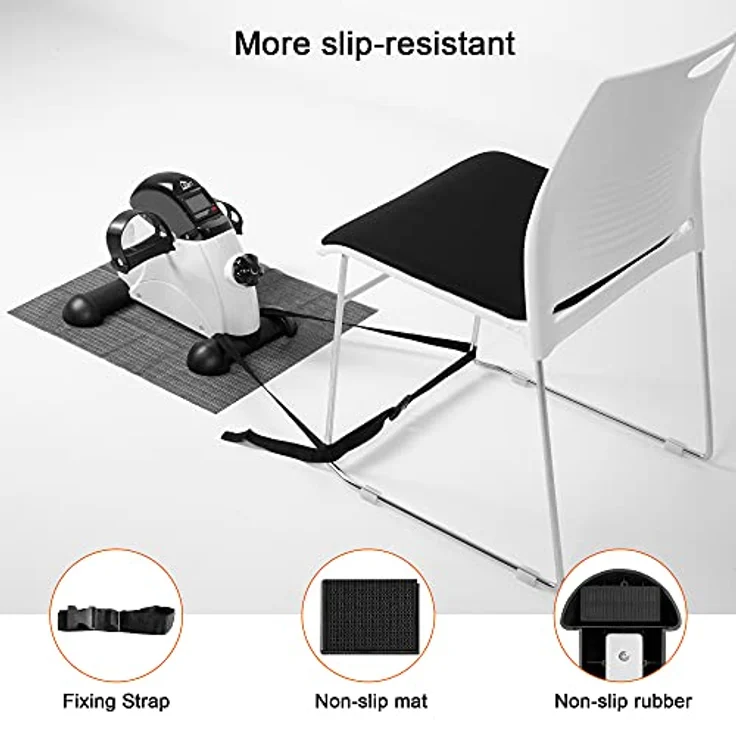 Mini Bike, Uten Arm- und Beintrainer Heimtrainer Zuhause, Pedaltrainer Bewegungstrainer für Senioren mit Display, Einstellbarer Widerstand Fitnessbike Weiss – Bild 5