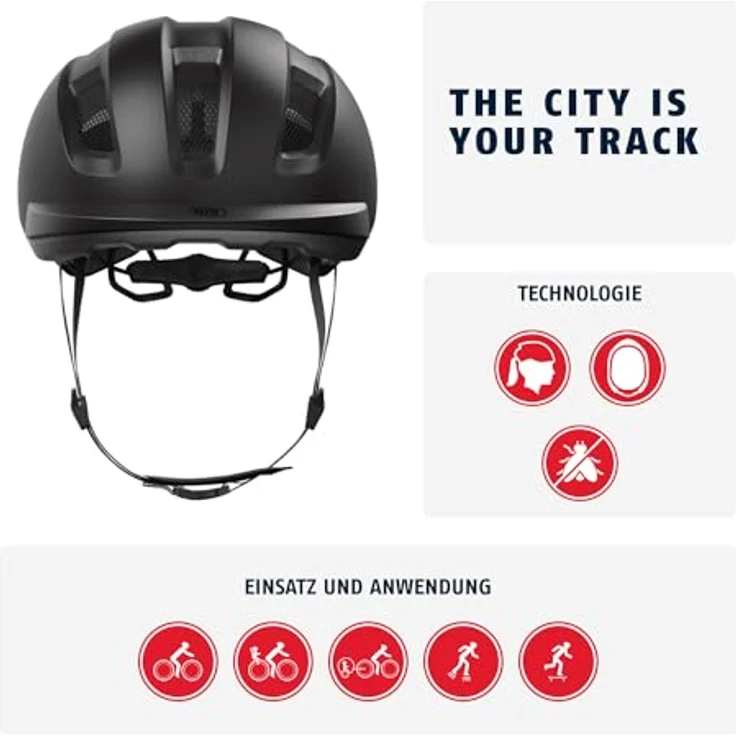 ABUS PURL-Y ACE Fahrradhelm mit LED-Licht, NTA-Schutzhelm für E-Bike und S-Pedelec, Schwarz, Größe S – Bild 2