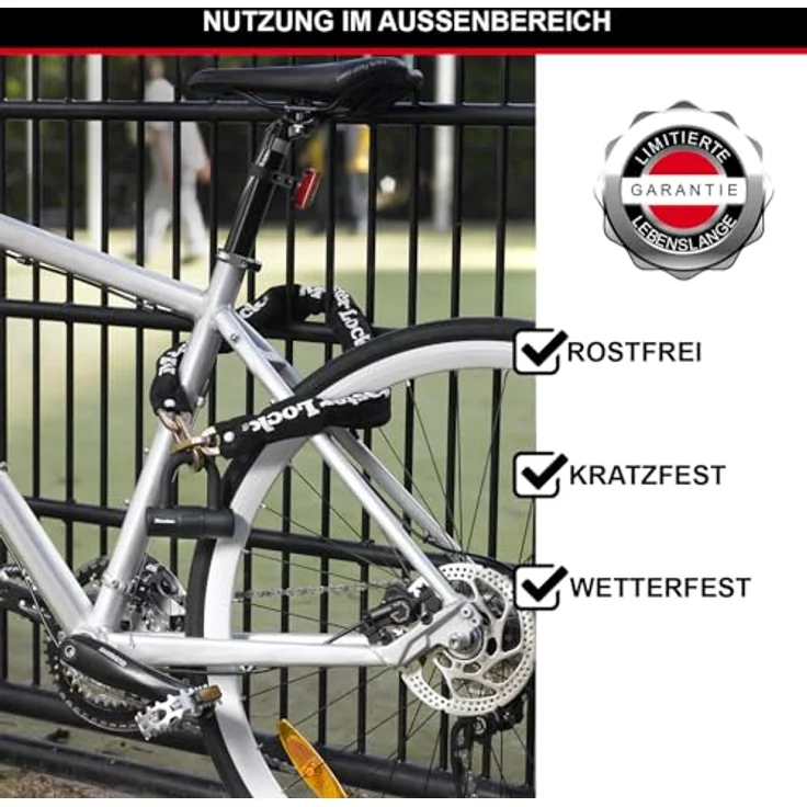 Master Lock Nr. 8234EURDPRO, Veloschloss 90 cm mit gehärteten Stahlgliedern, wetterfest und Hochsicherheits-Scheibenzylinder – Bild 3