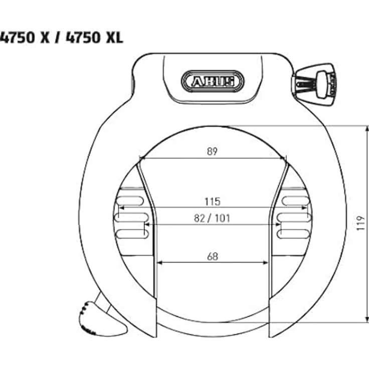 Abus 4750 Rahmenschloss, Fahrradsicherheitsschloss für großen Raddurchlauf, schwarz – Bild 3