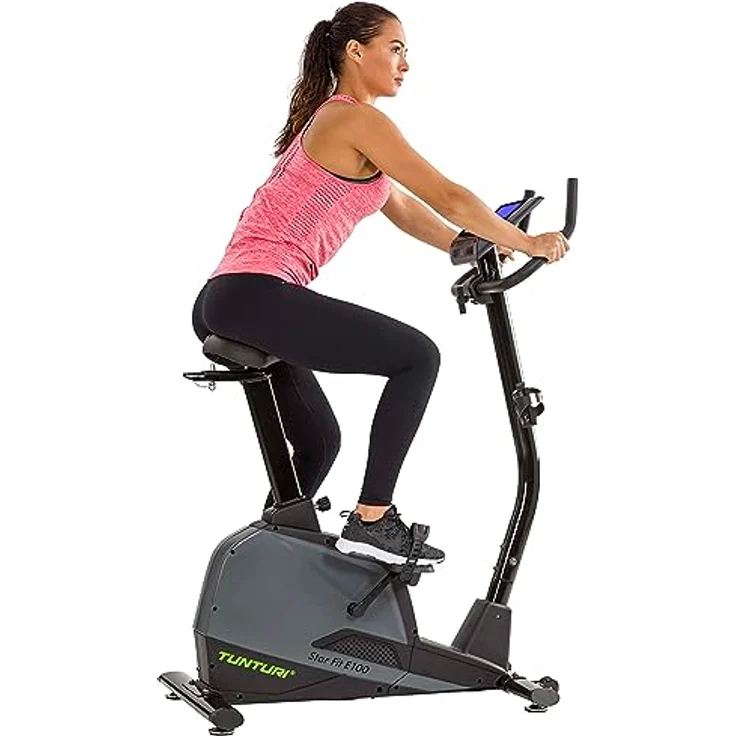 Tunturi Heimtrainer Star Fit E100, Ergometer mit 24 Widerstandsstufen, 20 Trainingsprogrammen, Herzfrequenz-Sensoren und 8 kg Rotationsmasse – Bild 3