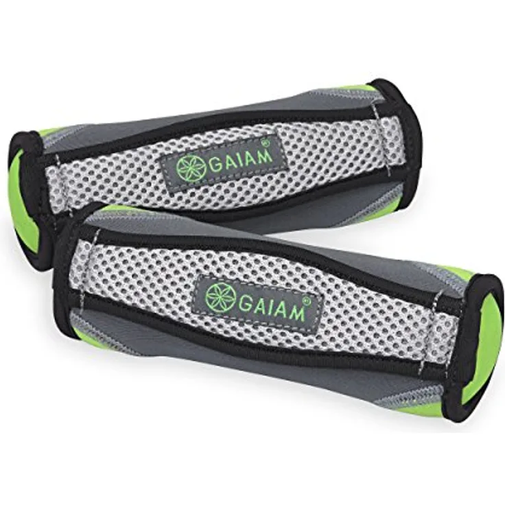 Gaiam Unisex-Erwachsene Handgewichte für Damen und Herren, weiche Kurzhantel mit Handschlaufe, Lime, 1 Count