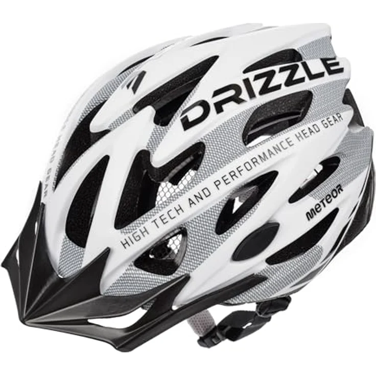 Meteor Drizzle Fahrradhelm, MTB Helm für Herren, Damen und Kinder, Größe M 55-58 cm, weiß/grau – Bild 1