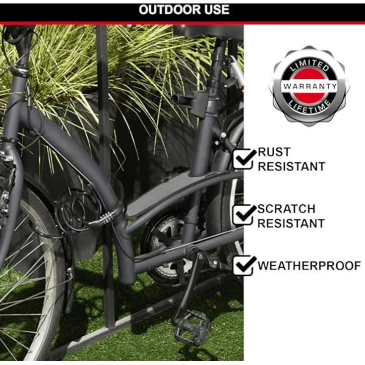 Master Lock 8143EURDPRO Fahrradschloss, wetterfestes Kabelschloss mit 1,8 m Stahlkabel und 4-stelligem Zahlencode – Bild 3
