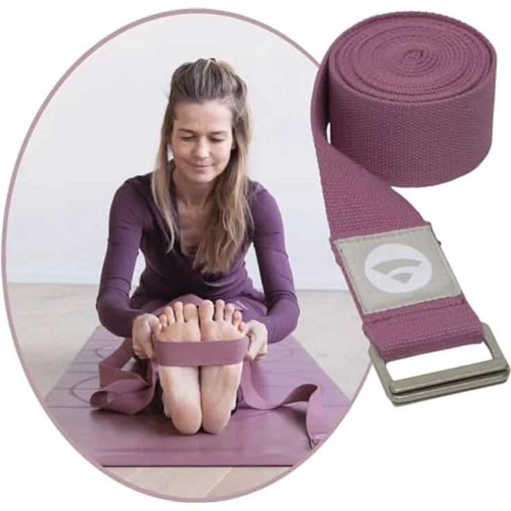 Bodhi Padma Yogagurt, extra breiter Yoga Belt aus 100% Baumwolle, waschbar, mit stabiler Schiebeschnalle aus Metall, bordeaux – Bild 3