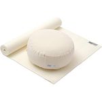 Yogistar Yoga-Set Starter Edition - Meditation (Yogamatte + Kissen) Weiß, Ö-Tex zertifizierte Yogamatte und Kissen mit Bio-Dinkelspelz (kbA) Füllung