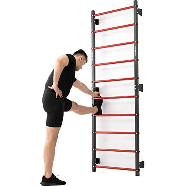 Marbo Sport Set MHU1 | Sprossenwand zur Wandmontage 230 x 81 cm MH-U204 + Multifunctional wallmounted dip-Station with Pull-up bar (2in1) MH-U205 | Made in EU, grau – Bild 5