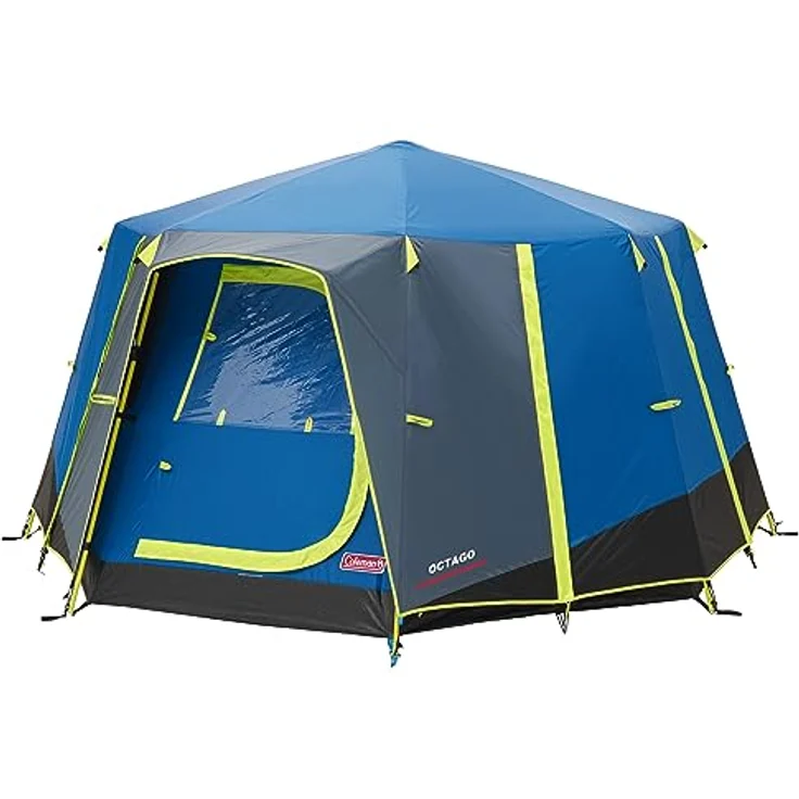 Coleman Unisex, 3 Personen Festivalzelt, Kuppelzelt, 3 Mann Campingzelt wasserdicht mit eingenähter Bodenplane, Blau – Bild 1