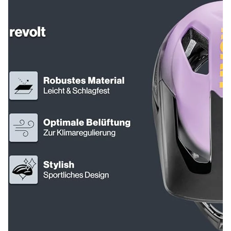 Uvex Sports Revolt Integral, Downhill- und MTB-Helm mit integrierter Sonnenblende, lila-schwarz, Größe 57-61 cm – Bild 2
