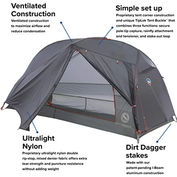 Big Agnes Copper Spur HV UL1 Bikepack, Zelt für 1 Person mit ultraleichtem Design, grau/silber – Bild 3