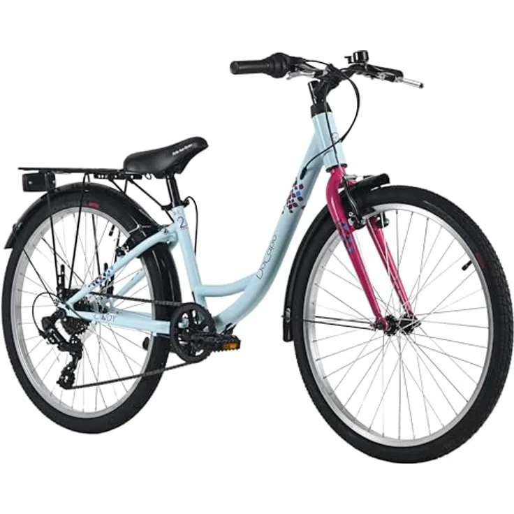 Dacapo CINDY, Kindervelo 24" mit 7-Gang SHIMANO Schaltung, V-Brakes und Gepäckträger, für Körpergrößen 130-150 cm