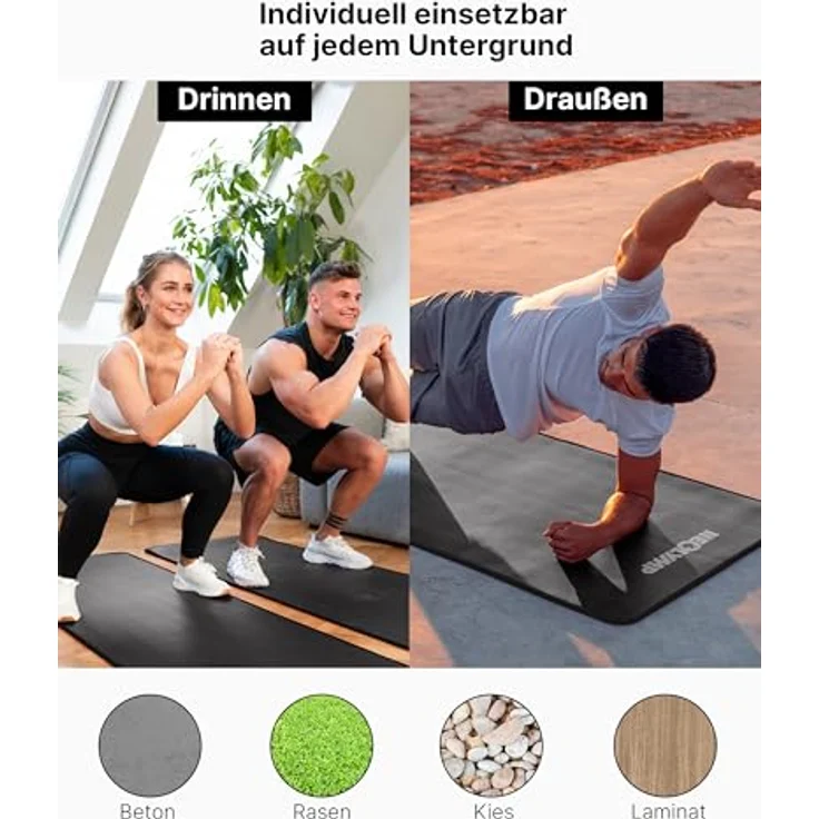 NEOLYMP Fitnessmatte, Yogamatte Schwarz mit Tragegurt und Trainingsbuch inkl. Übungseinheiten, rutschfest und leicht zu reinigen – Bild 8