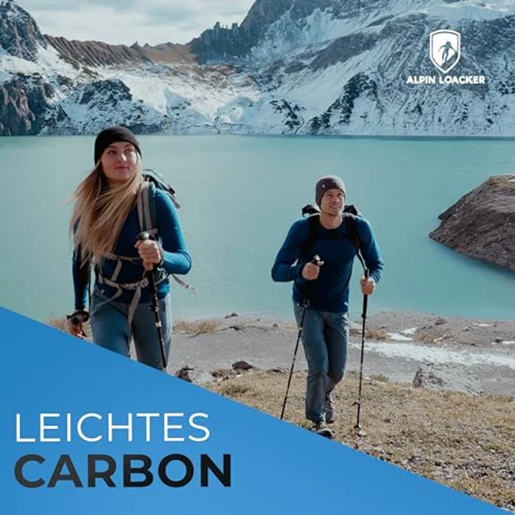 ALPIN LOACKER Faltbare Wanderstöcke aus Carbon mit Korkgriff, ultraleicht, 115-135 cm Teleskop Trekkingstöcke für Damen, inklusive Zubehör und Transporttasche – Bild 2