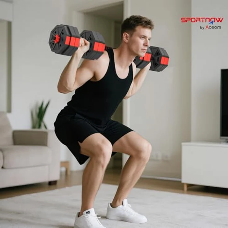 SPORTNOW 4-in-1 Hantelset, verstellbar bis 25 kg, mit Verbindungsrohr und Sternverschlüssen für Krafttraining zuhause – Bild 2