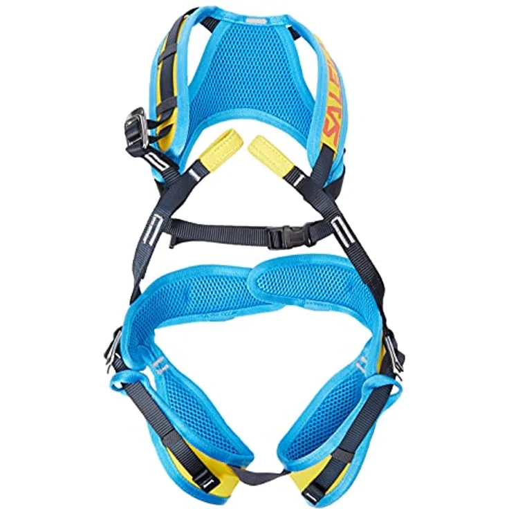 Salewa Kinder Rookie Klettergurt Klettersteiggurt, Blau - Yellow, 415g, Höhe 90cm, Kindergröße, SafX Schnallen, gute Passform