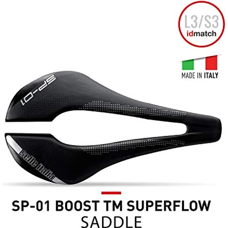 Selle Italia Sp01 Boost Tm Superflow, Fahrradsattel mit ergonomischer Form und maximalem Komfort, schwarz, Größe S – Bild 2