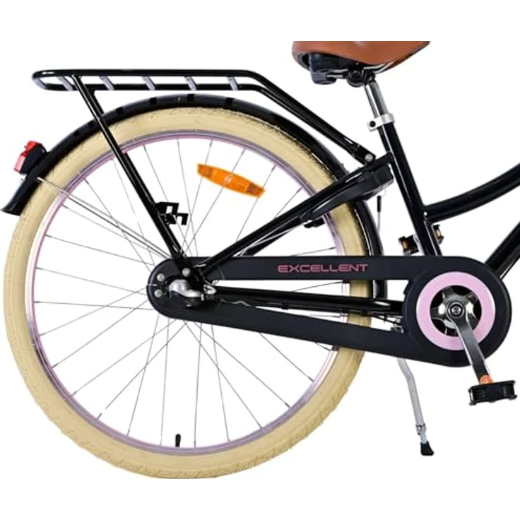 Volare Kinderfahrrad Excellent 24 Zoll für Mädchen, Schwarz, mit STVO-geprüfter Beleuchtung und Rücktrittbremse – Bild 3