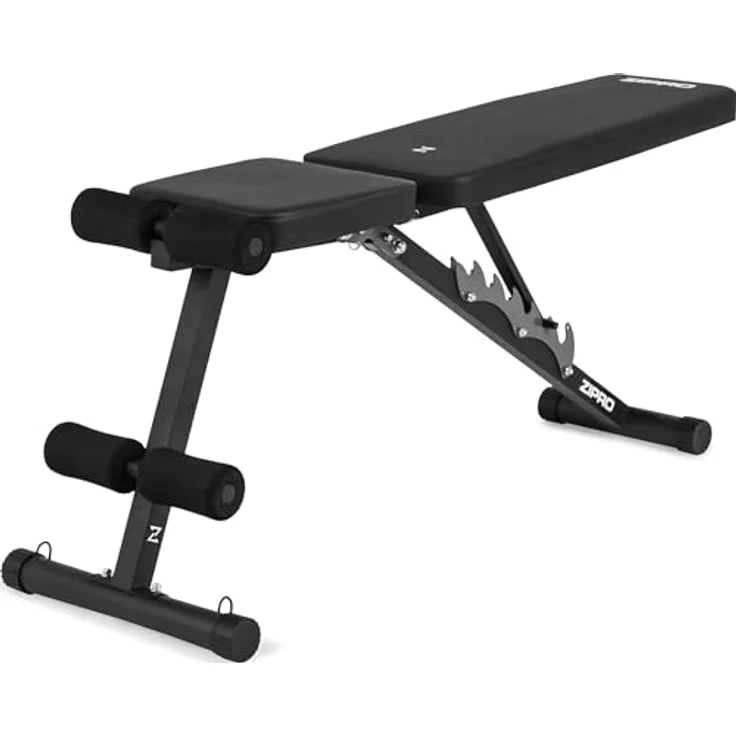 Zipro klappbare Hantelbank Tempo, Fitnessbank mit 6-Fach verstellbare Rückenlehne, Belastung 230kg, Trainingsbank mit 2 Seilen, Multifunktion Sit up bank – Bild 2