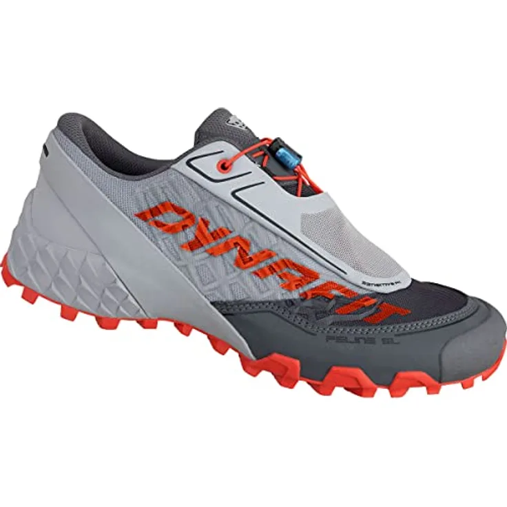 Dynafit Feline SL, Herren Laufschuhe für Trailrunning, leichtes Obermaterial, grüner Grip, Grau