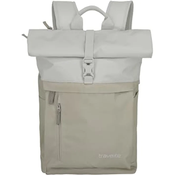 Travelite Handgepäck Rucksack BASICS, Laptop Rucksack 15,6 Zoll, Rolltop Reiserucksack, 60 cm, 35 Liter, Sand/Ivory – Bild 2