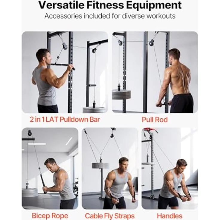 VEVOR Kabelzug QT1836, 2 Stück Latzug bis 150 kg belastbar, Krafttrainingsgerät mit Latzugstange und Pulley System für Heimtrainer und Fitnesscenter – Bild 2