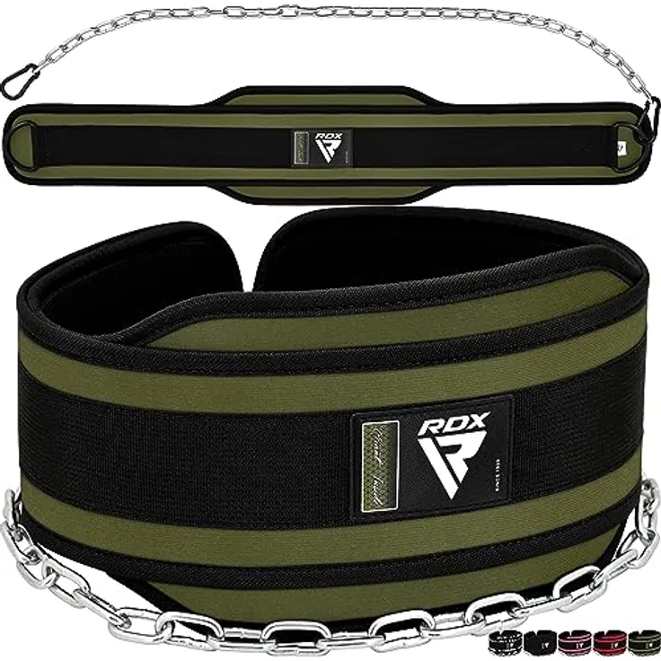RDX Dip Gürtel 6" mit Kette und Karabiner, Profi Gewichtsgürtel für Zusatzgewicht, Gewichthebergürtel Klimmzügen Dipping Belt, Gewichtheben Bodybuilding Krafttraining, Männer Herren Damen