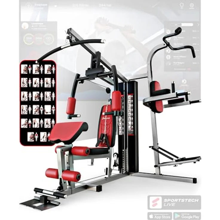 Sportstech Kraftstation HGX100/HGX200/HGX300, Multifunktions-Homegym mit Stepper und Powertower, deutsche Qualitätsmarke, Fitnessstation für Zuhause – Bild 1