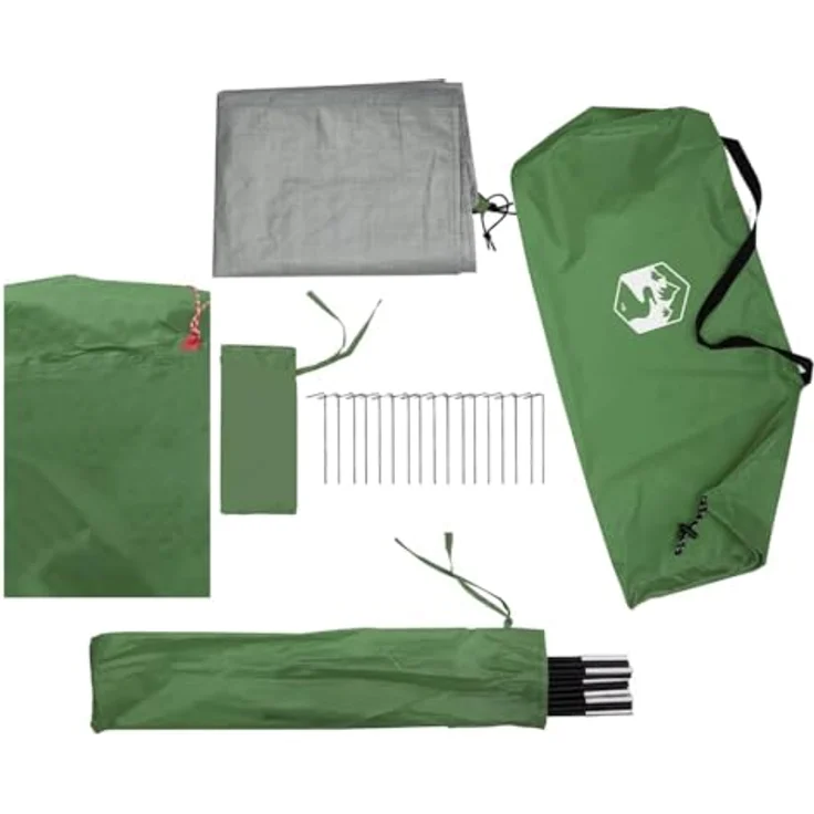 vidaXL Campingzelt, 4 Personen, wasserdicht mit abnehmbarem Überzelt, grün, 3,65 kg – Bild 9