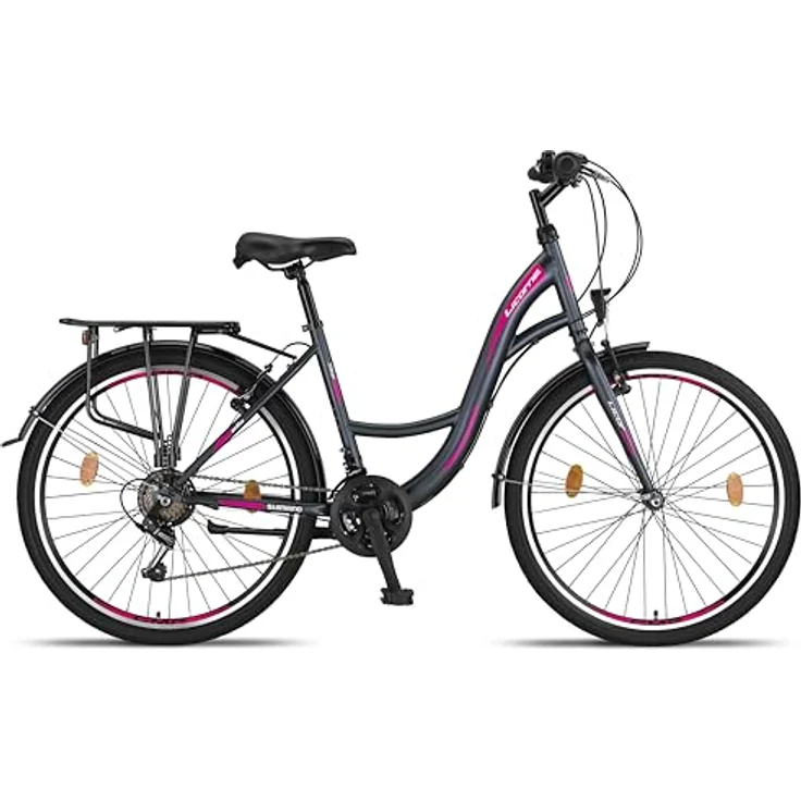 Licorne Bike Stella Premium City Bike 26 Zoll - 21 Gang-Schaltung - Hollandfahrrad Citybike in Anthrazit – Bild 4