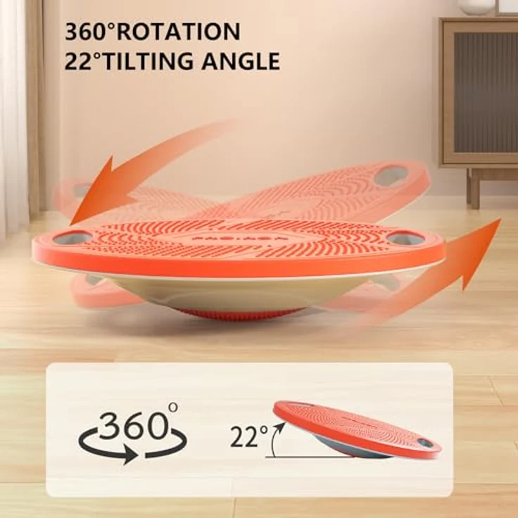 PROIRON Balance Board, Balancebrett mit rutschfestem Standfuß, Wackelbrett Für Rehabilitation & Fitness, Trainiert Gleichgewicht & Koordination (Orange) – Bild 5